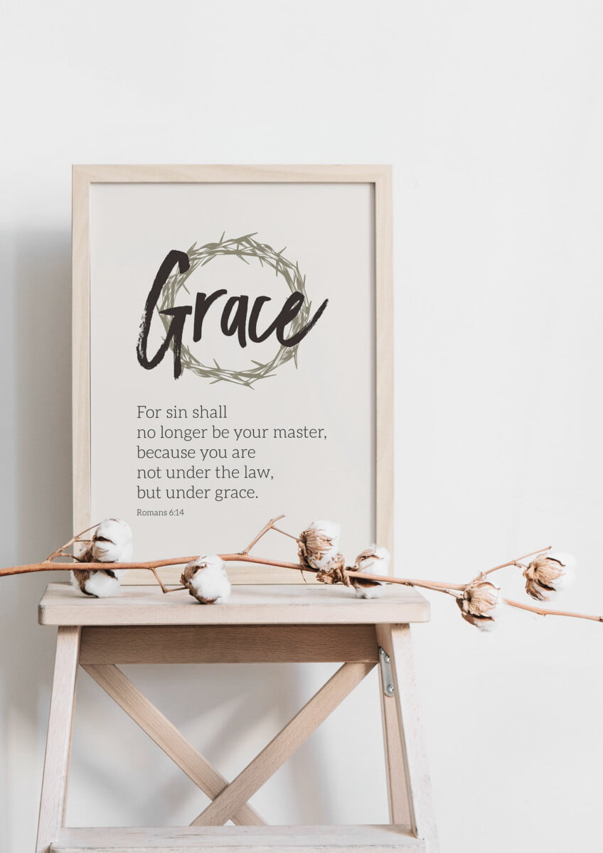 Mẫu thiết kế câu Kinh Thánh treo tường - Rô-ma 6:14 (Tiếng Anh)