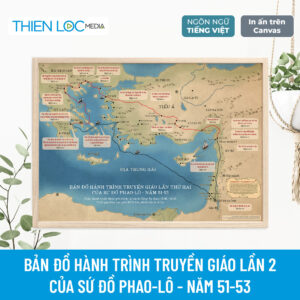 Bản đồ hành trình truyền giáo lần 2 của sứ đồ Phao-lô (In Canvas)