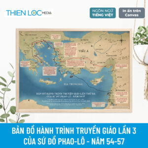 Bản đồ hành trình truyền giáo lần 3 của sứ đồ Phao-lô (In Canvas)