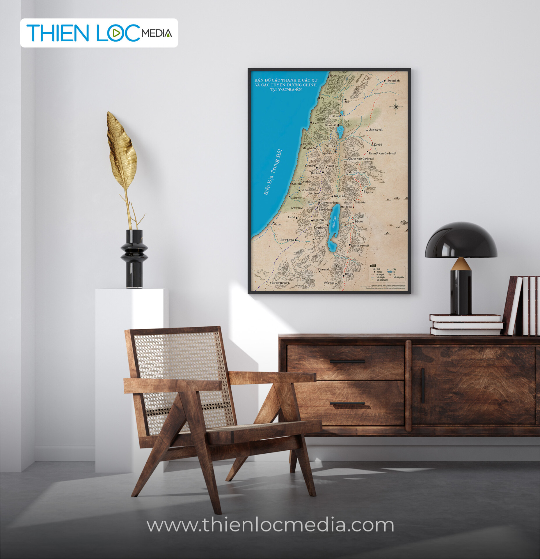Bản đồ các Thành, các Xứ, và các tuyến đường chính tại Y-sơ-ra-ên (In Canvas) - Ảnh 2