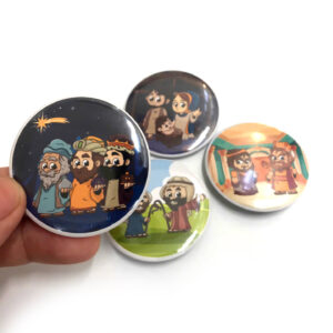 Combo 4 huy hiệu cài balo câu chuyện Chúa Giáng sinh